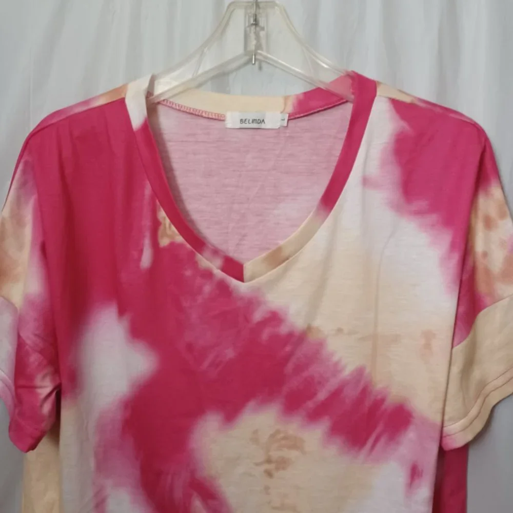BELINDA  (TYE/DYE  V NECK ) TOP - Picture 2 of 10